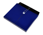 TWO-TONE OPAQUE Poly Envelope with Gusset, Letter, Side Load, String & Button Closure, Blue