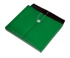 TWO-TONE OPAQUE Poly Envelope with Gusset, Letter, Side Load, String & Button Closure, Green
