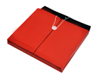 TWO-TONE OPAQUE Poly Envelope with Gusset, Letter, Side Load, String & Button Closure, Red