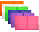 2-Pocket Plastic Folders with Fasteners, Assorted, 24ea/box