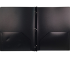 2-Pocket Plastic Folder with Fasteners, Black