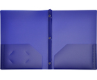 2-Pocket Plastic Folder with Fasteners, Dark Blue