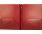2-Pocket Plastic Folder with Fasteners, Burgundy