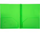 2-Pocket Plastic Folder with Fasteners, Green