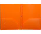 2-Pocket Plastic Folder with Fasteners, Orange
