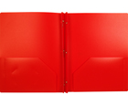 2-Pocket Plastic Folder with Fasteners, Red