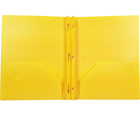 2-Pocket Plastic Folder with Fasteners, Yellow