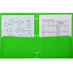 2 Pocket Plastic Folder for Binder, Green plastic folder