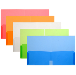 Clear 2-Pocket Plastic Folders, Clear Colored Pocket Folders