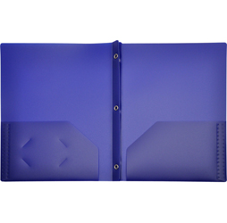 2-Pocket Plastic Folder with Fasteners, Blue Plastic Folder