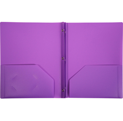2-Pocket Plastic Folder with Fasteners, Purple Pocket Folder