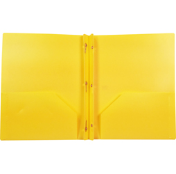 2-Pocket Plastic Folder with Fasteners, Yellow Pocket Folder