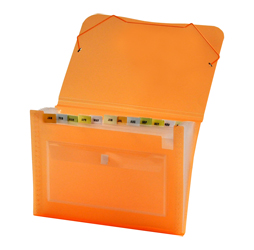 CLEAR-LINE 13-pocket Poly Expanding File, Transparent Orange