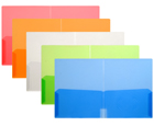 CLEAR-LINE™ 2-Pocket Plastic Folders, Assorted, 48ea/box