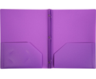 2-Pocket Plastic Folder with Fasteners, Purple