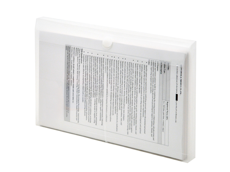 Clear Plastic Envelopes with Velcro, Legal Size Envelopes, Side