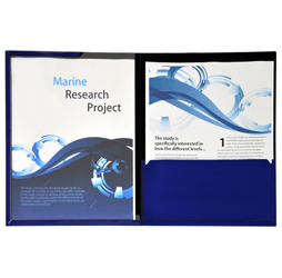 Framed View Blue Presentation Folders, Blue Pocket Folders