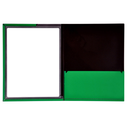 Framed View Green Presentation Folders, Green Pocket Folders