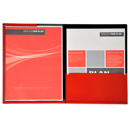 Framed View Red Presentation Folders, Red Pocket Folders