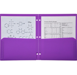 2 Pocket Plastic Folder for Binder, Purple pocket folder