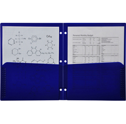 2-Pocket Plastic Folder for Binder, Blue plastic folder