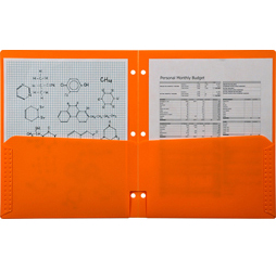 2 Pocket Plastic Folder for Binder, Orange plastic folder