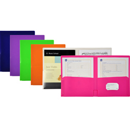 2-Pocket Plastic Folders, Color Pocket Folders