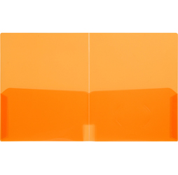 Clear 2-Pocket Plastic Folder, Clear Orange Plastic Folder