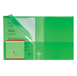 Plastic 4-Pocket Folders, Green Presentation Folders