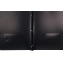 2-Pocket Plastic Folder with Fasteners, Black Pocket Folder