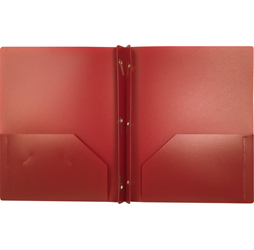 2-Pocket Plastic Folder with Fasteners, Burgundy Pocket Folder