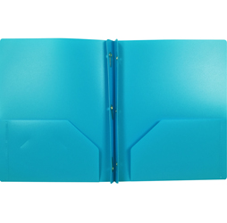2-Pocket Plastic Folder with Fasteners, Light Blue Pocket Folder