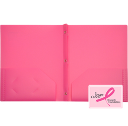 2-Pocket Plastic Folder with Fasteners, Pink Pocket Folder