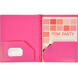 2-Pocket Plastic Folder with Fasteners, Pink Pocket Folder