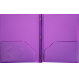 2-Pocket Plastic Folder with Fasteners, Purple Pocket Folder