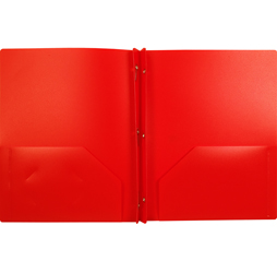 2-Pocket Plastic Folder with Fasteners, Red Pocket Folder