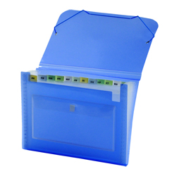 CLEAR-LINE 13-pocket Poly Expanding File, Transparent Blue