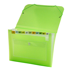 CLEAR-LINE 13-pocket Poly Expanding File, Transparent Green