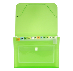 CLEAR-LINE 13-pocket Poly Expanding File, Transparent Green