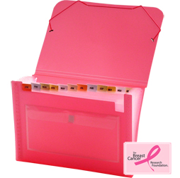 CLEAR-LINE 13-pocket Poly Expanding File, Transparent Pink