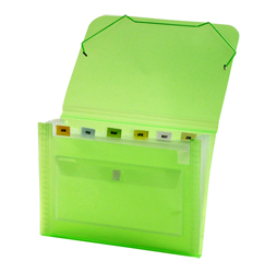 CLEAR-LINE 7-pocket Poly Expanding File, Transparent Green