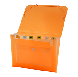 CLEAR-LINE 7-pocket Poly Expanding File, Transparent Orange