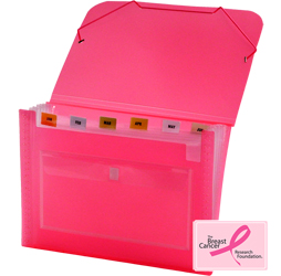 CLEAR-LINE 7-pocket Poly Expanding File, Transparent Pink