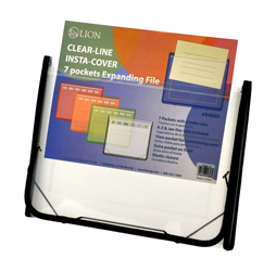 CLEAR-LINE INSTA-COVER 7-pocket Poly Expanding File, Clear