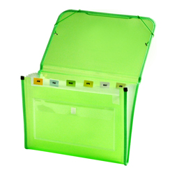 CLEAR-LINE INSTA-COVER 7-pocket Poly Expanding File, Green