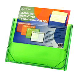 CLEAR-LINE INSTA-COVER 7-pocket Poly Expanding File, Green