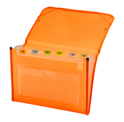 CLEAR-LINE INSTA-COVER 7-pocket Poly Expanding File, Orange