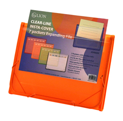 CLEAR-LINE INSTA-COVER 7-pocket Poly Expanding File, Orange