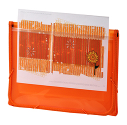 CLEAR-LINE INSTA-COVER 7-pocket Poly Expanding File, Orange