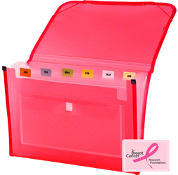 CLEAR-LINE INSTA-COVER 7-pocket Poly Expanding File, Pink